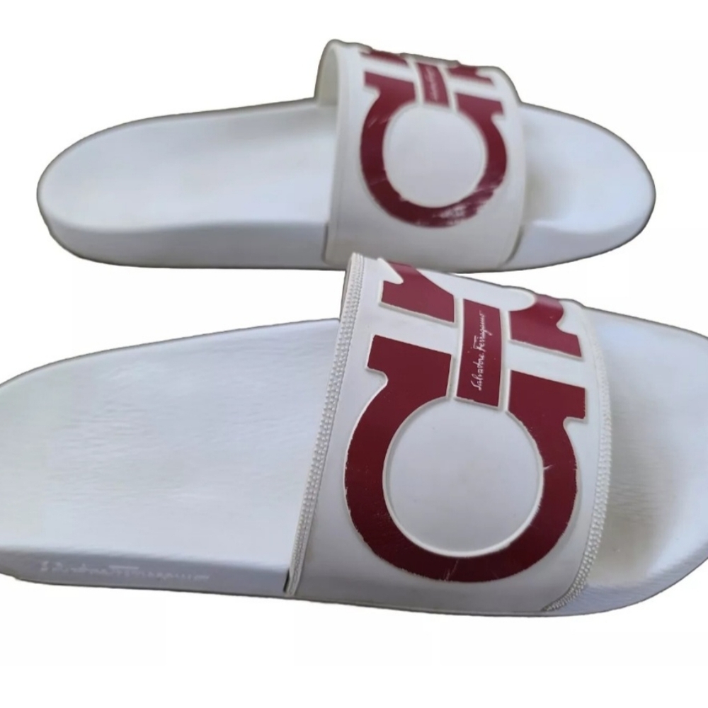 Salvatore Ferragamo Groove 2 White Men's sandal beach slide US 11 11.5 - Picture 8 of 8